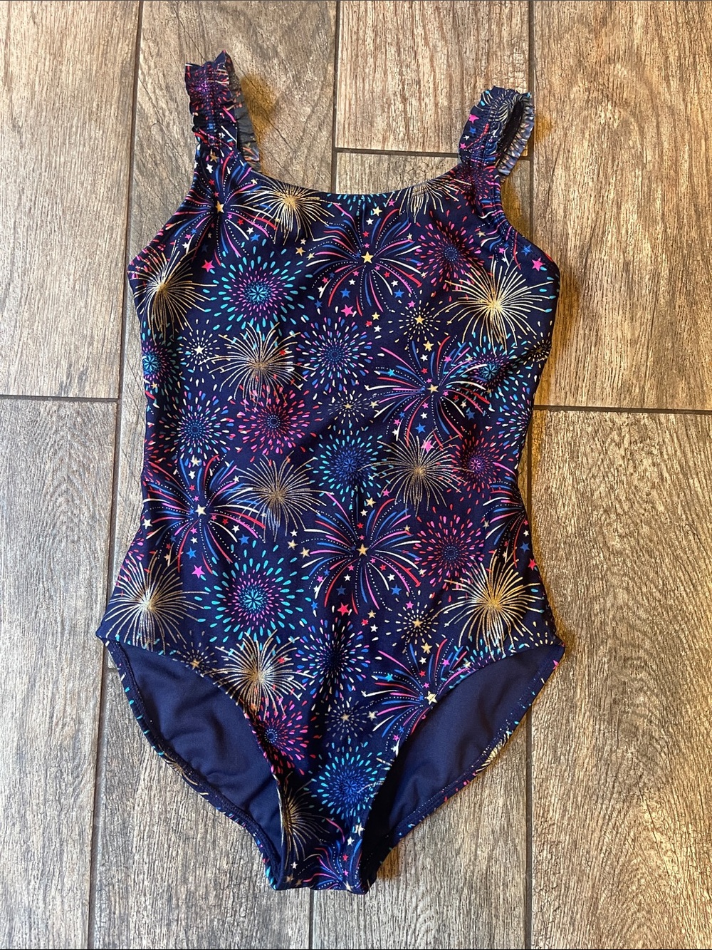 Cat & Jack Navy Fireworks Ruffle-Strap One-Piece Swimsuit